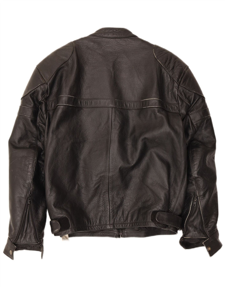VINTAGE Chaqueta Racer de cuero para hombre Reino Unido 40 Cuero negro grande