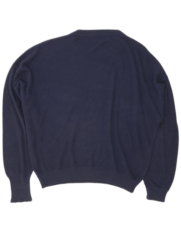 Vintage Mens Boat Neck Jumper Sweater XL Navy Blue