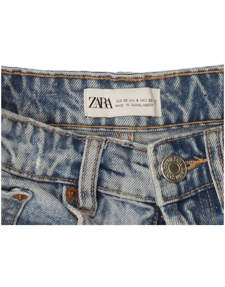 ZARA Pantalones cortos de mezclilla desgastados para mujer US 0 XS W22 Azul