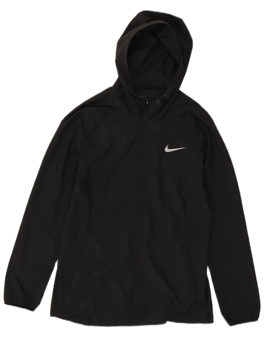 Nike - Chaqueta impermeable con capucha para mujer, talla M, poliéster negro