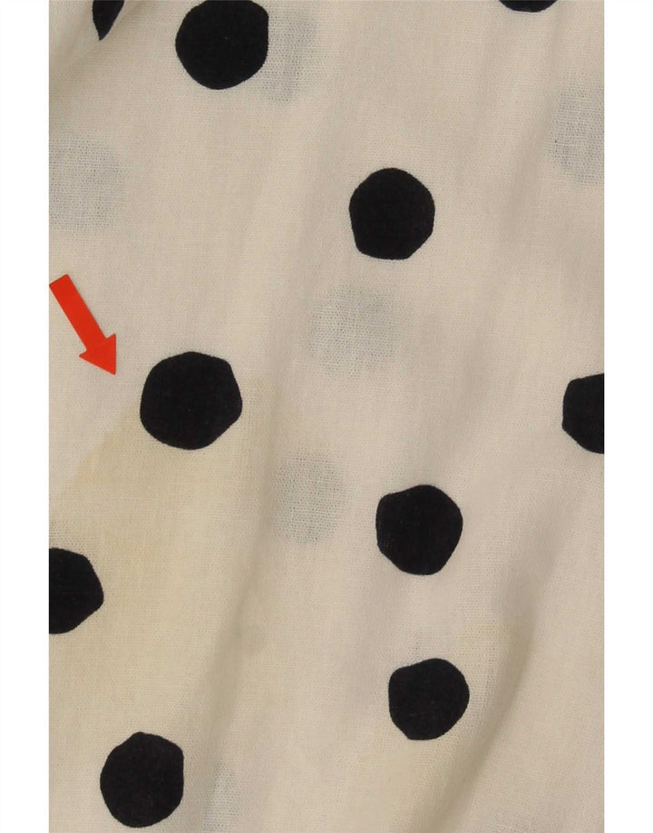 Marks & Spencer Vestido acampanado para mujer Reino Unido 44 Mediano Lino de lunares blancos