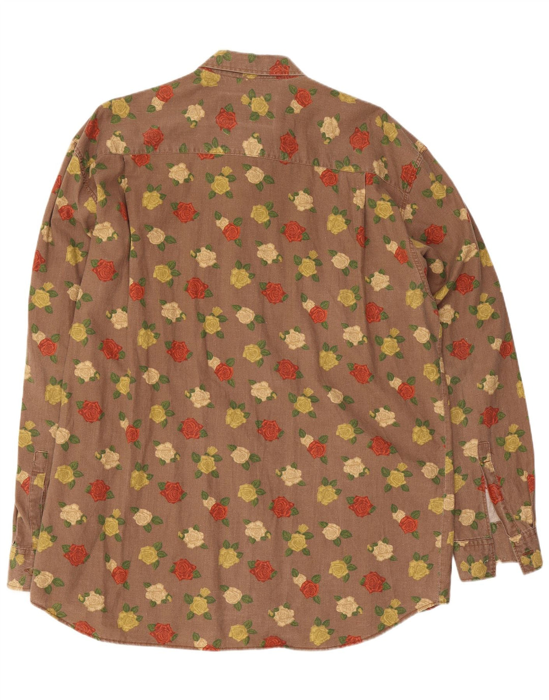 Camisa vintage para hombre grande marrón floral