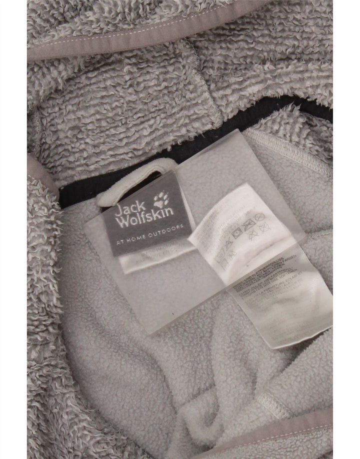 Jack Wolfskin Chaqueta polar con capucha para mujer UK 12 Poliéster gris medio