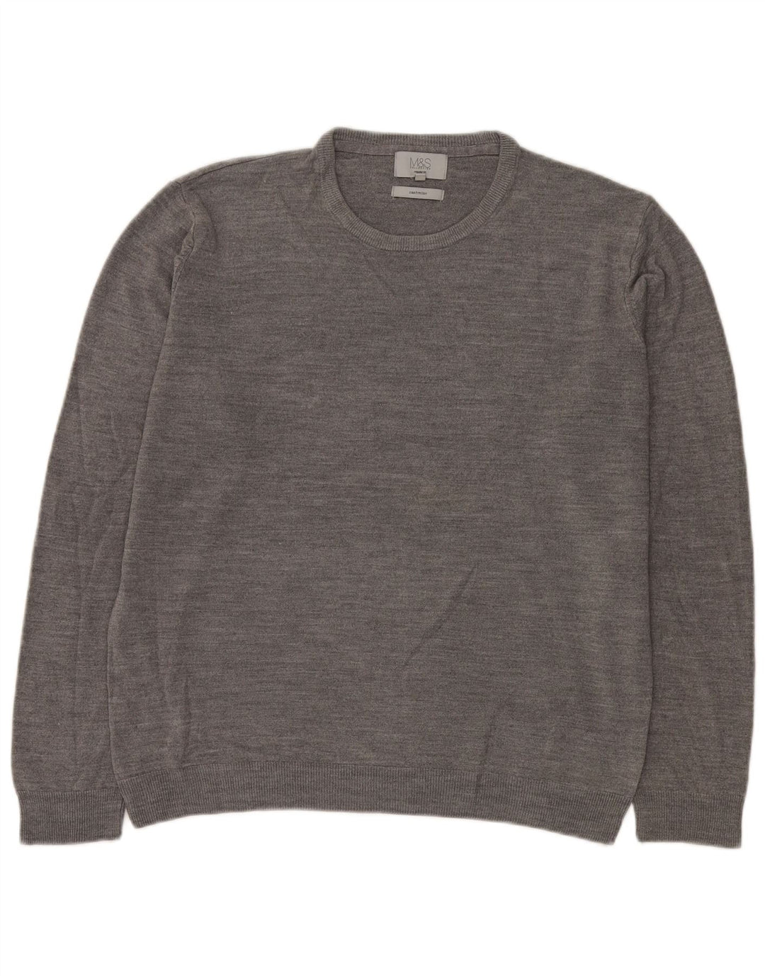 Marks & Spencer Suéter Regular Fit con Cuello Redondo para Hombre XL Acrílico Gris