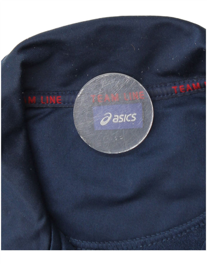 Asics Mens Chándal Top Chaqueta Pequeña Azul Marino Colorblock Poliéster