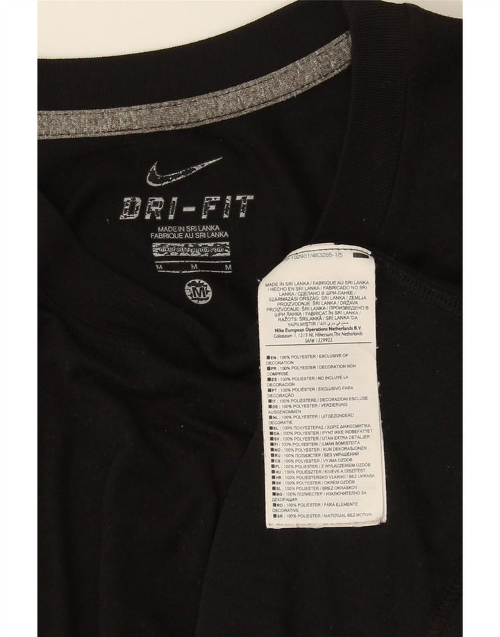 Camiseta Nike Dri Fit para hombre Top poliéster negro mediano