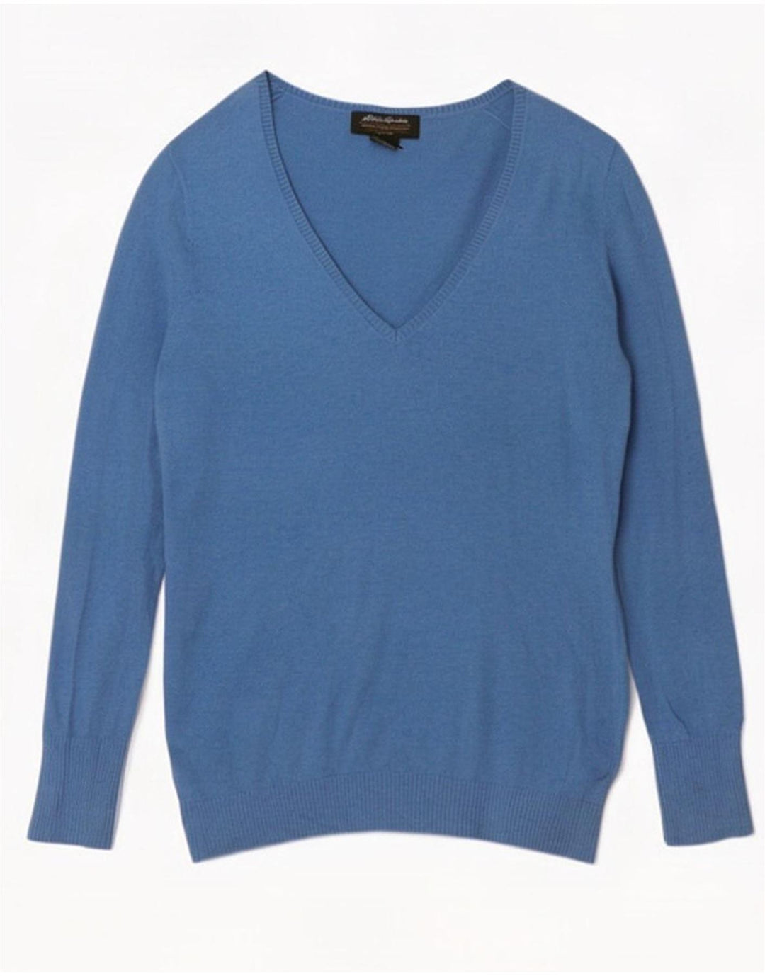Eddie Bauer - Jersey con cuello en V para hombre, talla pequeña, algodón azul