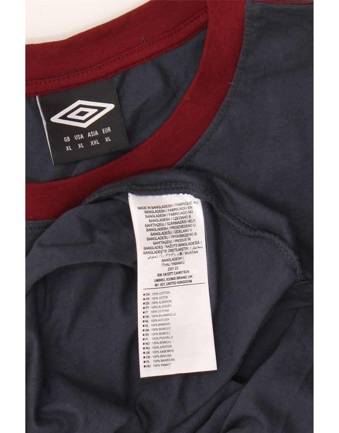 Camiseta Umbro Hombre Top XL Azul Marino Algodón