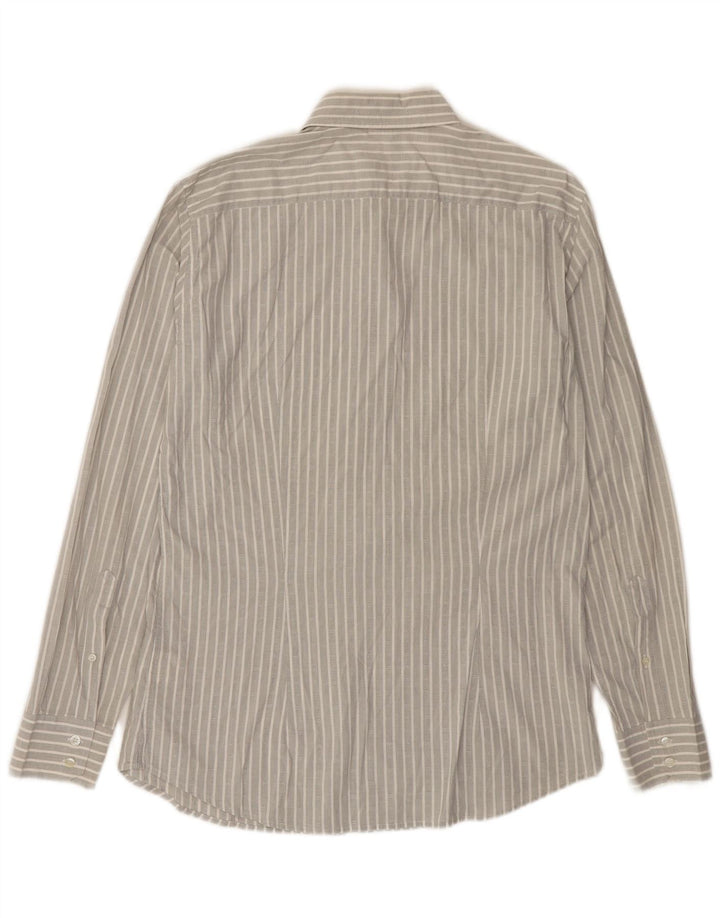 Camisa Trussardi Hombre Talla 42 Grande Gris Rayas Algodón