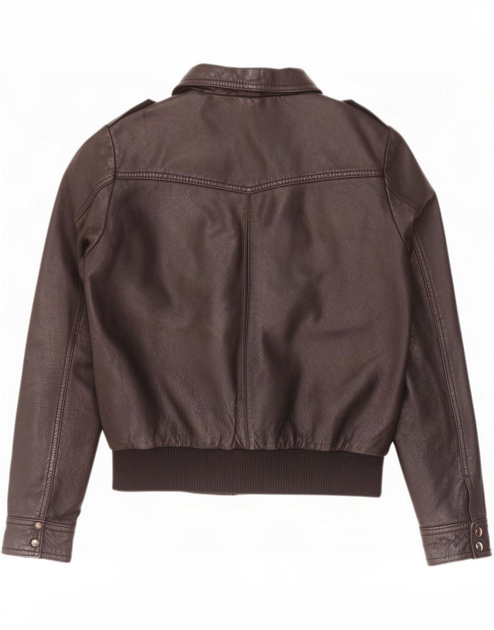 H&M Chaqueta de cuero militar para mujer UK 44 Mediana Negro