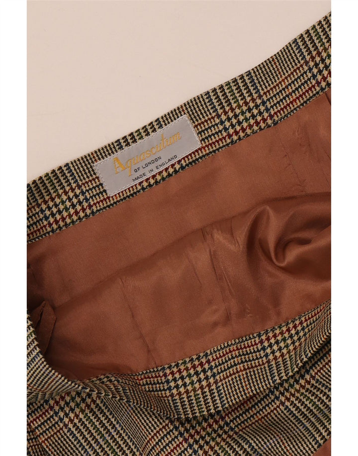 Aquascutum Falda Recta Para Mujer W32 Grande Marrón Pata De Gallo