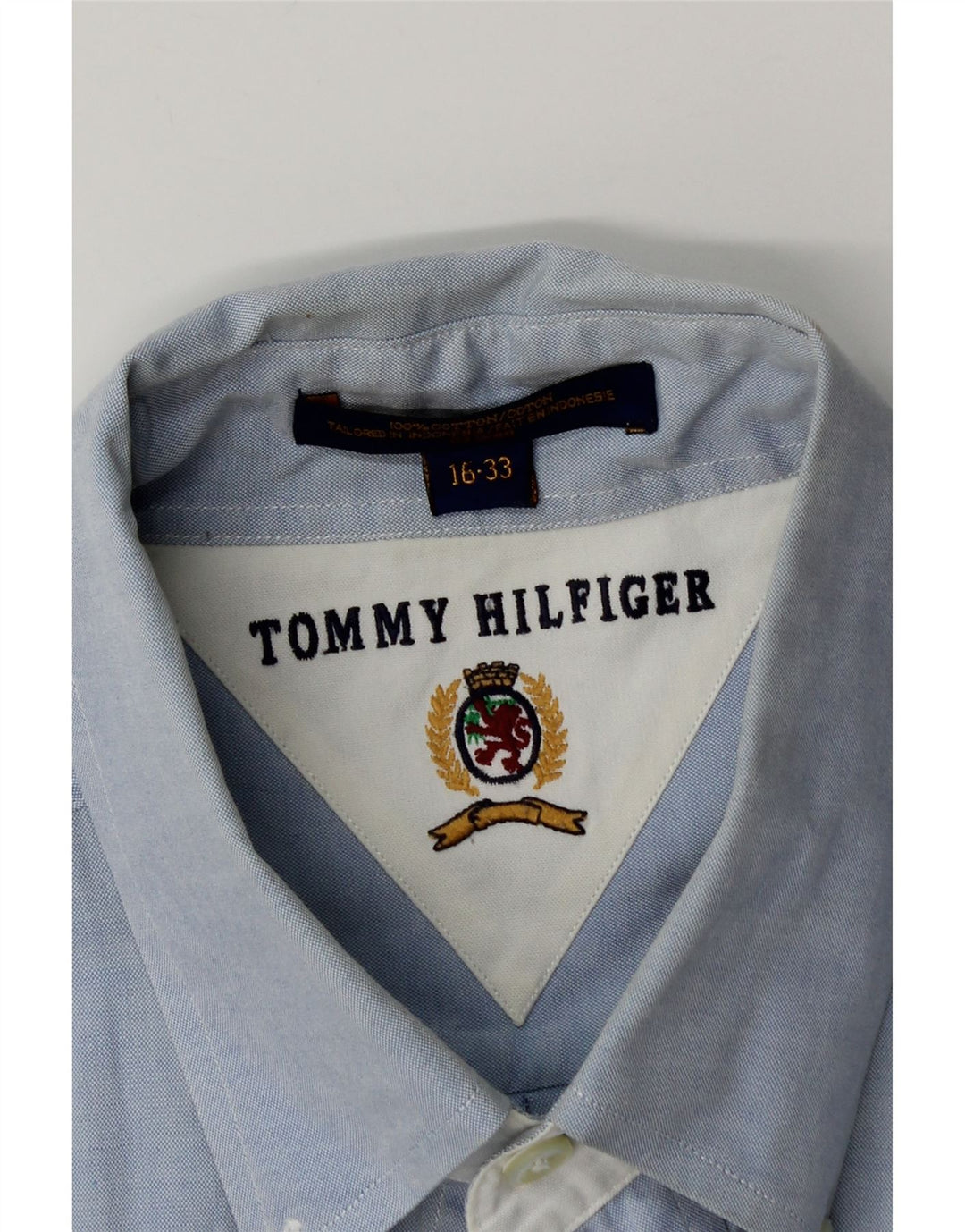 Camisa Tommy Hilfiger para hombre talla 16 algodón azul grande