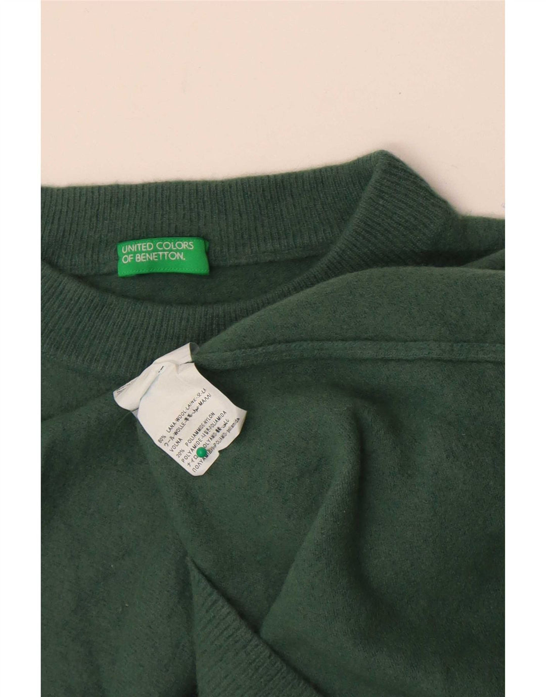 Suéter Benetton con cuello alto para mujer UK 44 Lana verde medio