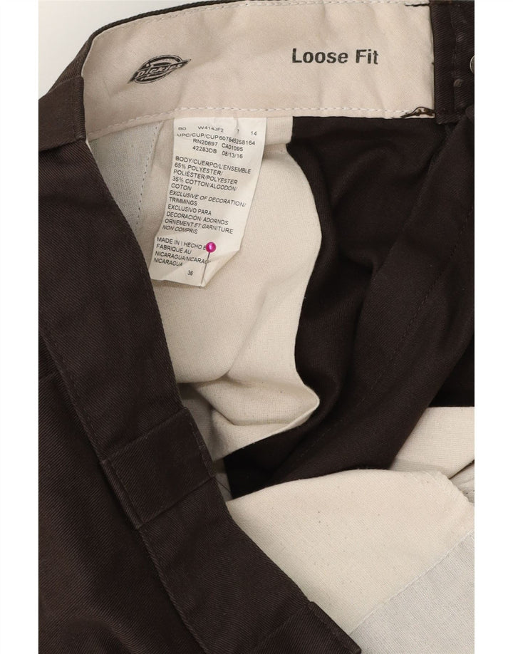 DICKIES Pantalones cortos chinos holgados para hombre W36 Poliéster marrón grande