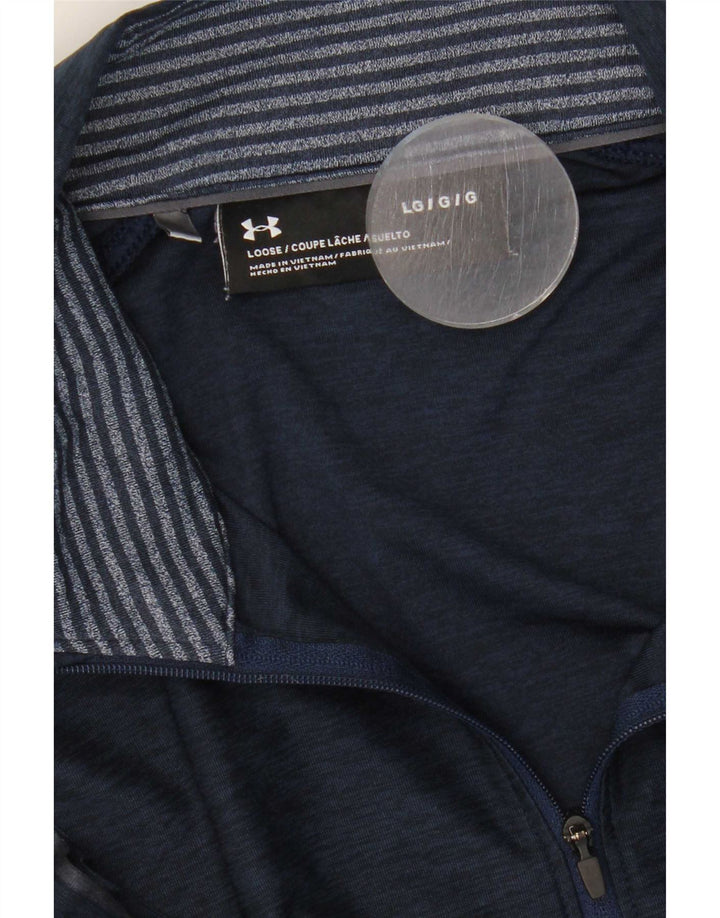 Under Armour Hombre Zip Neck Jersey Chándal Top Grande Azul Marino Moteado