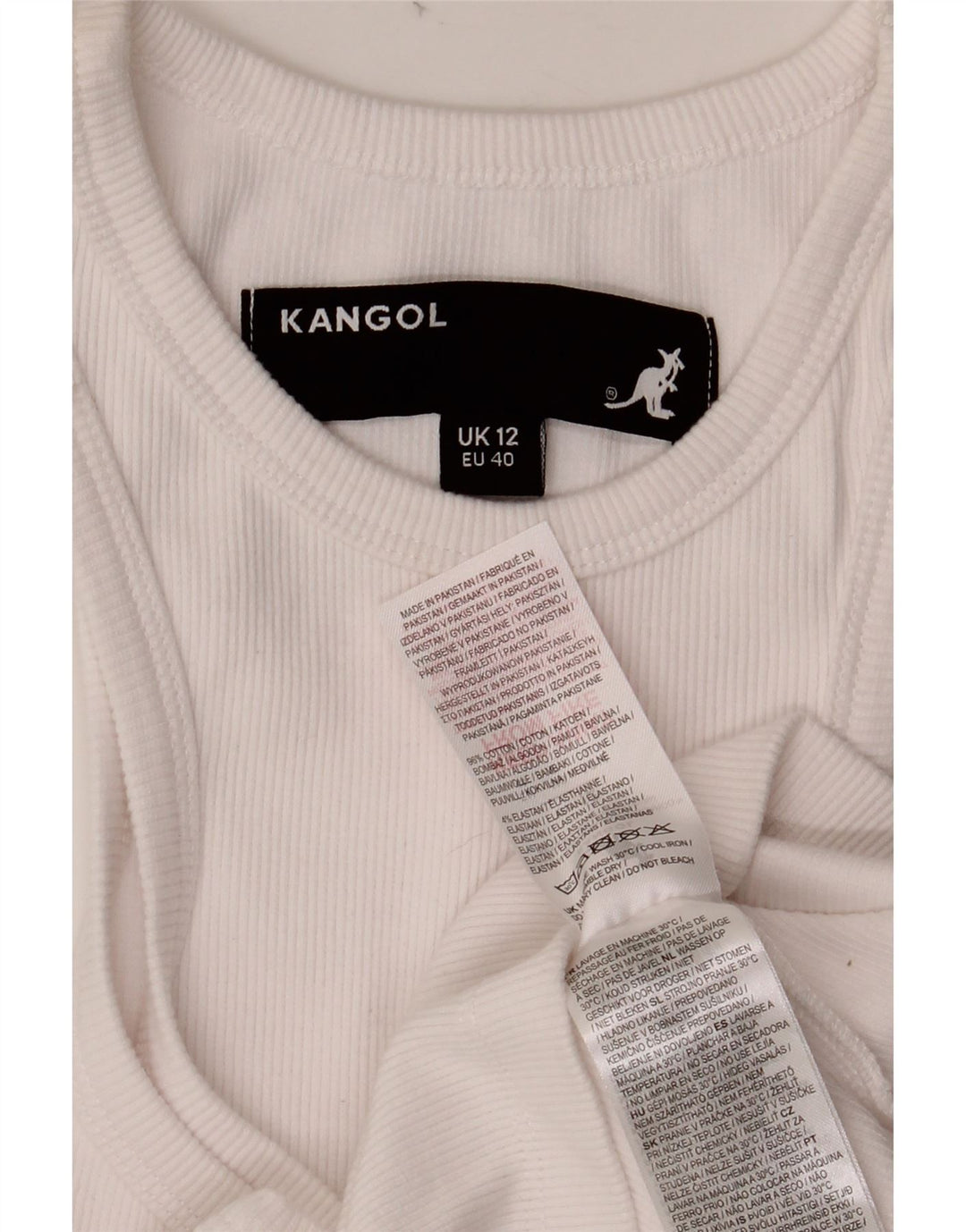 KANGOL Top corto para mujer UK 12 Medium White Cotton