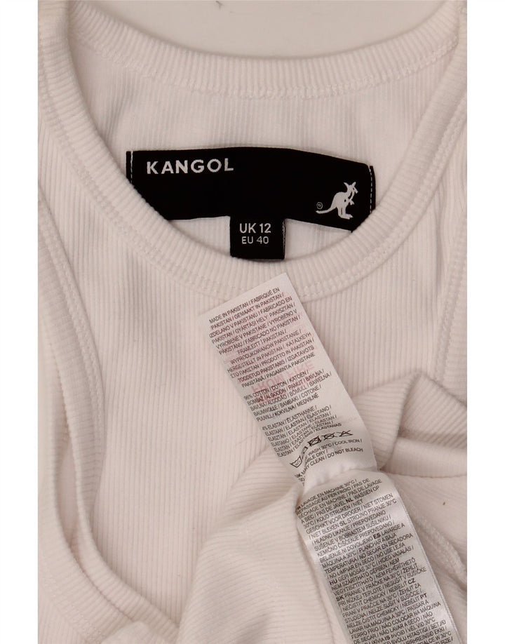 KANGOL Top corto para mujer UK 12 Medium White Cotton