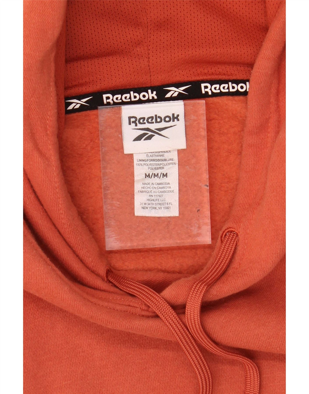 REEBOK Mens Graphic Hoodie Jumper Medium Orange Cotton Vintage Reebok and Second-Hand Reebok from Messina Hembry 