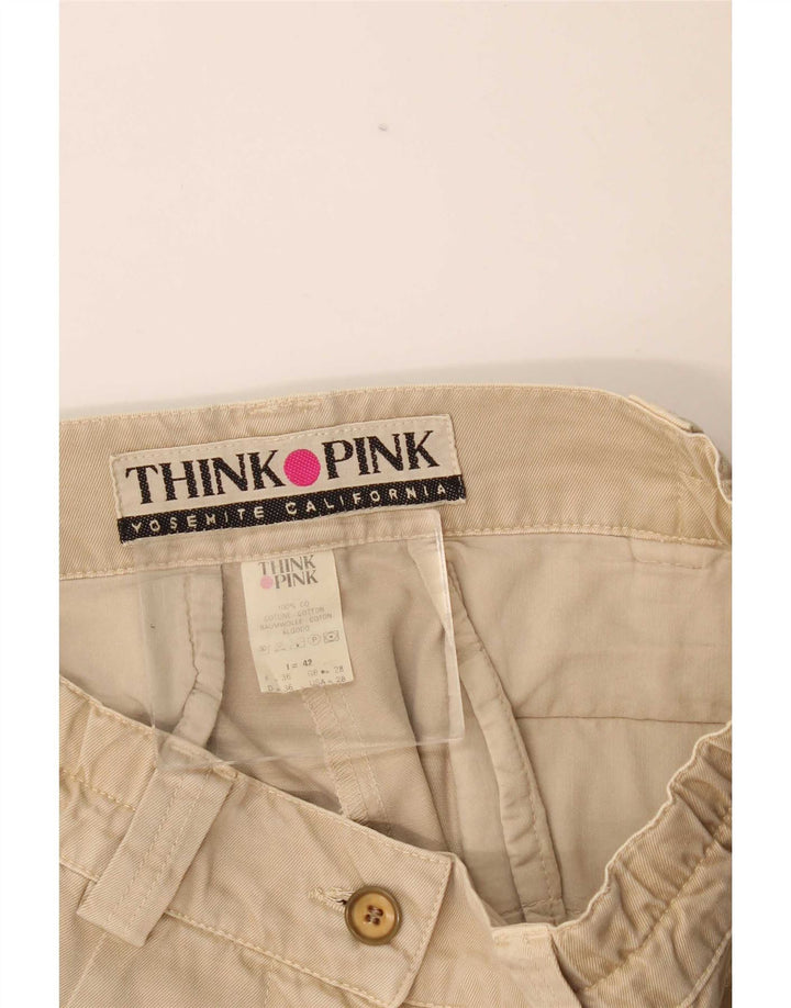 Pantalones cortos tipo cargo para mujer Think Pink IT 42 Medium W28 Algodón beige