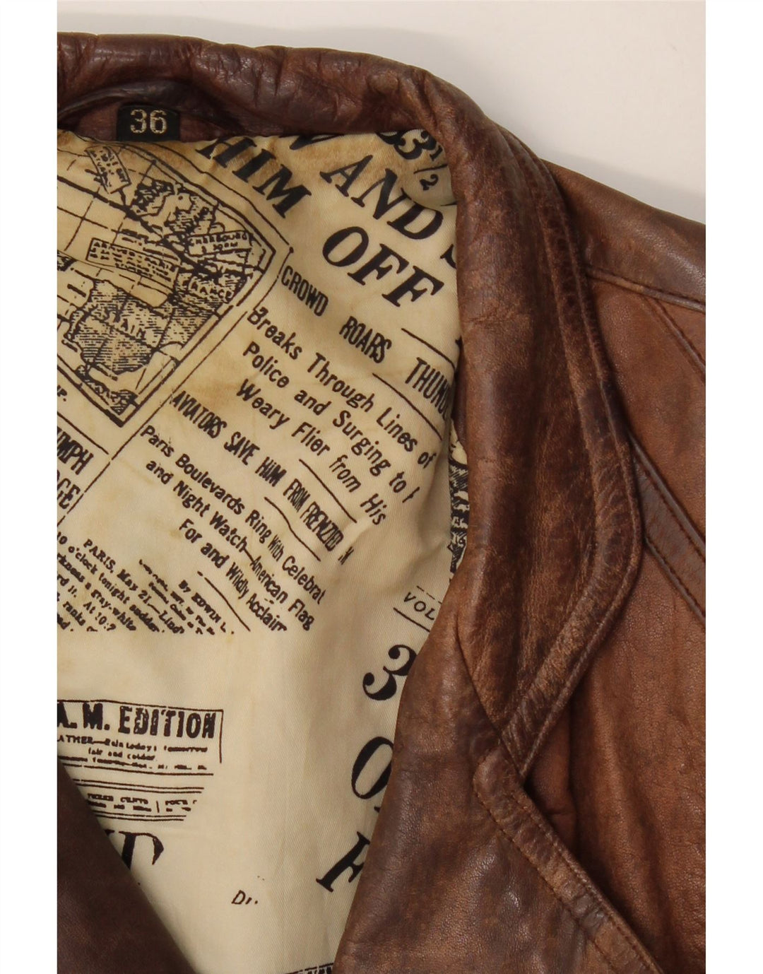 VINTAGE Chaqueta corta de gran tamaño para mujer EU 36 Cuero marrón pequeño