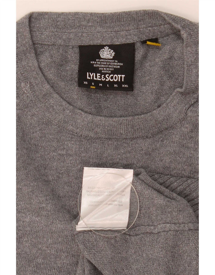 Lyle & Scott Jersey de cuello redondo para hombre de algodón moteado gris pequeño