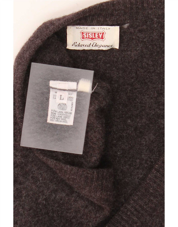 Sisley Cárdigan para hombre de lana virgen gris grande