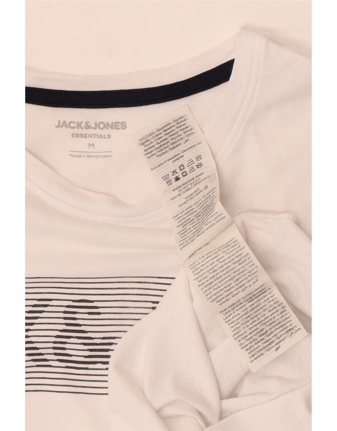 Jack & Jones Hombre Camiseta Gráfica Top Medium Blanco Algodón