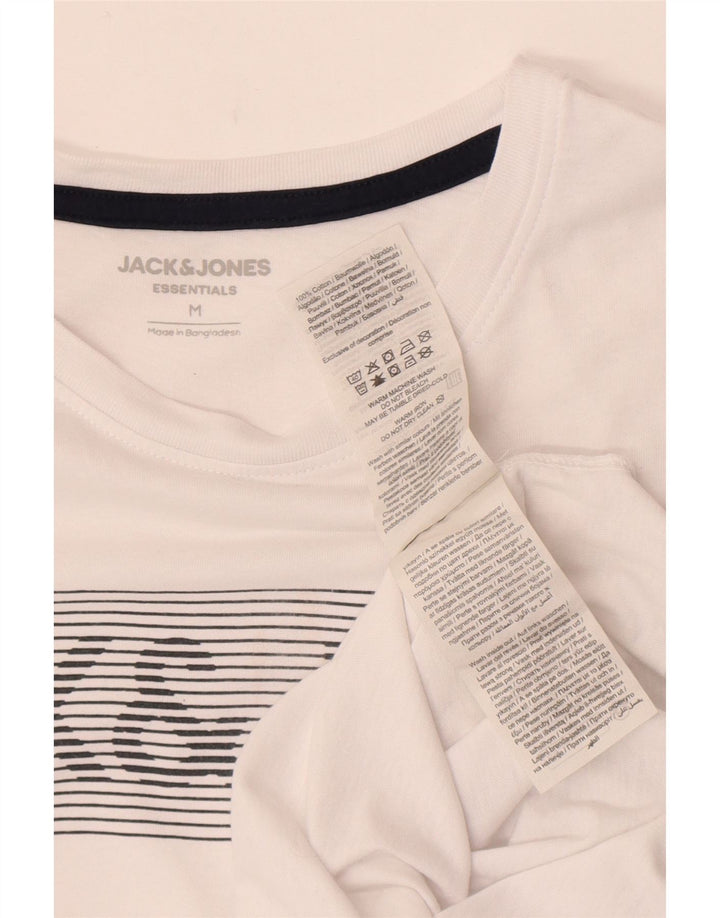 Jack & Jones Hombre Camiseta Gráfica Top Medium Blanco Algodón