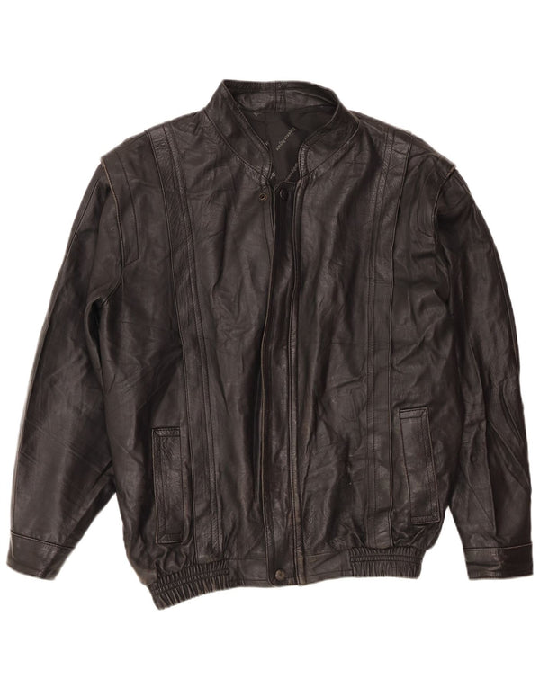 Vintage hombres chaqueta de cuero Reino Unido 36 pequeño negro