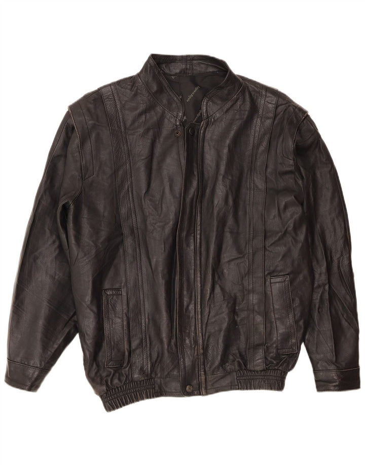 Vintage hombres chaqueta de cuero Reino Unido 36 pequeño negro