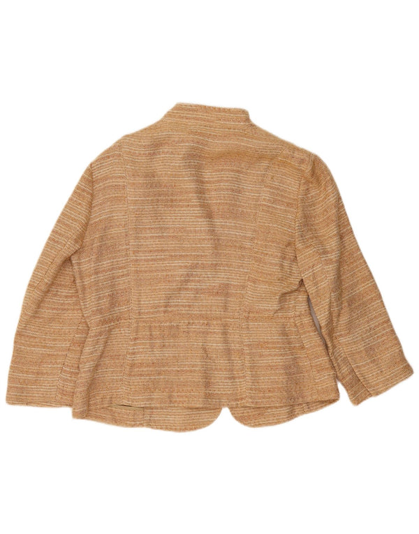 Zara Mujer Blazer Manga 3/4 EU 44 XL Lino Beige