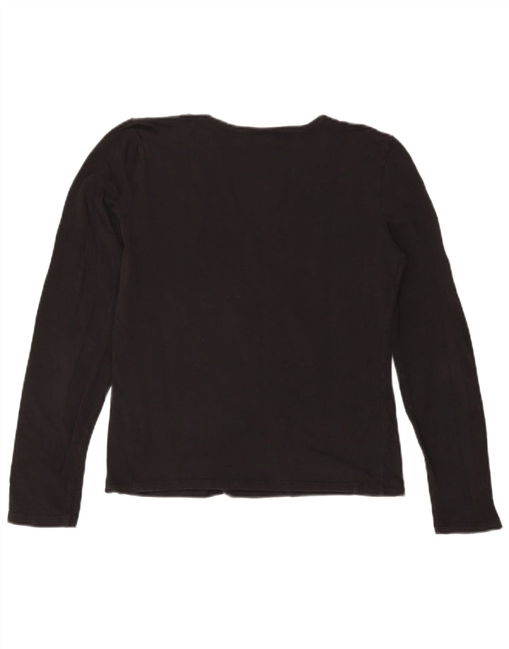 TRUSSARDI JEANS Top corto con gráfico para mujer, manga larga, UK 44, grande, negro