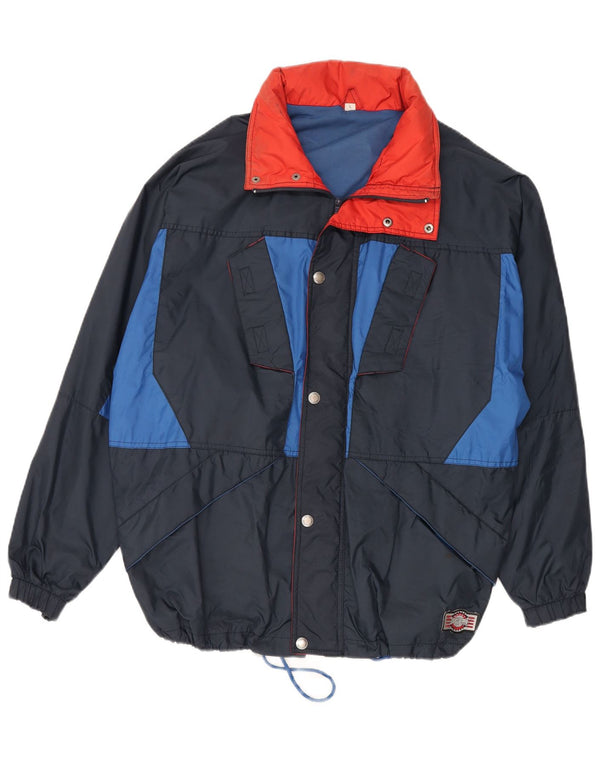 Brugi Chaqueta cortavientos holgada para hombre UK 40 Large Azul marino Colorblock