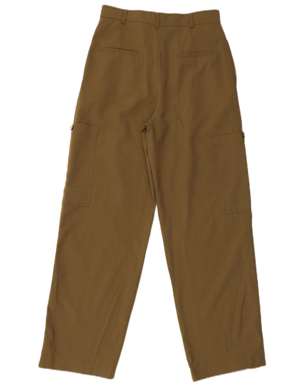 Zara Mujer Pantalones Cargo De Cintura Alta Pegged XS W24 L21 Poliéster Caqui