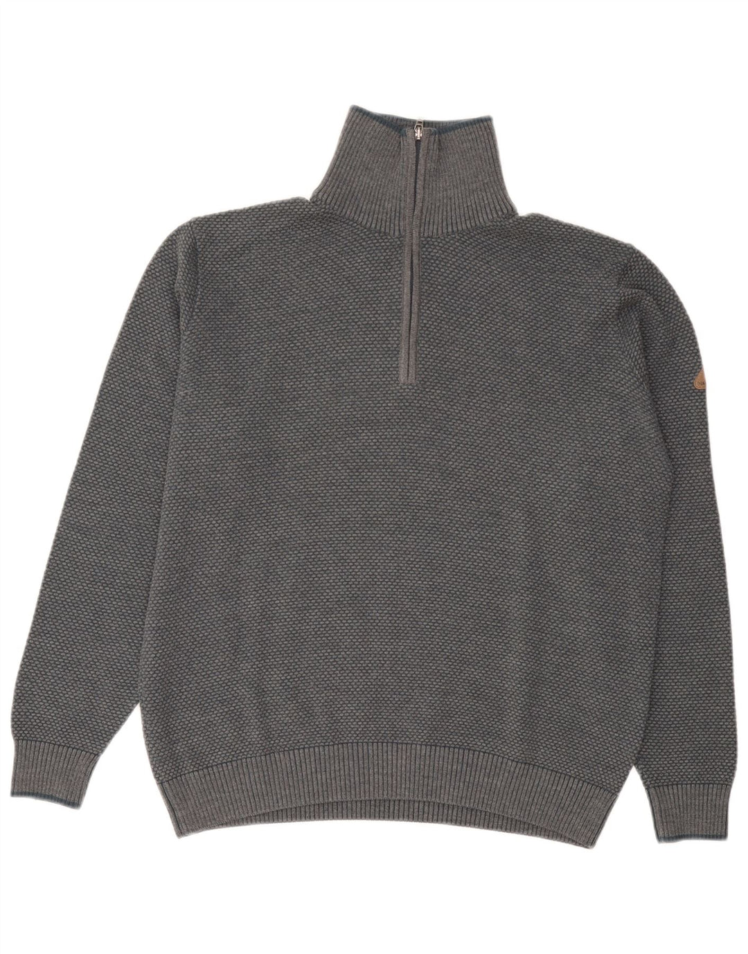 Navigare Suéter tipo jersey con cuello y cremallera para hombre, lana gris grande