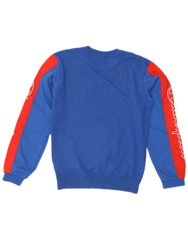 Champion Sudadera Con Estampado Gráfico Jumper XS Algodón Color Block Azul