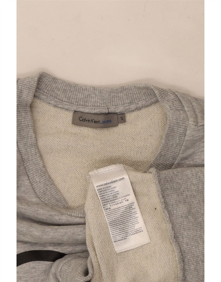 CALVIN KLEIN JEANS Sudadera con gráfico corto para mujer UK 10 Small Grey
