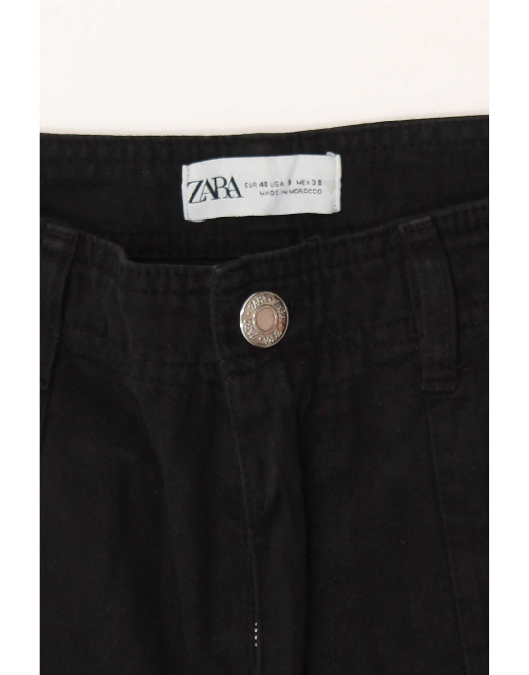 Zara Mujer Pantalones Cargo Rectos EU 40 Medium W30 L30 Negro