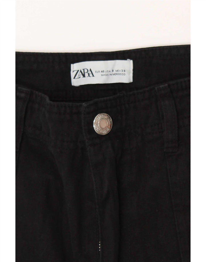 Zara Mujer Pantalones Cargo Rectos EU 40 Medium W30 L30 Negro