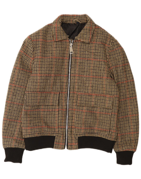 X-FEEL Chaqueta bomber para hombre UK 40 Large Marrón Pata de gallo Poliéster