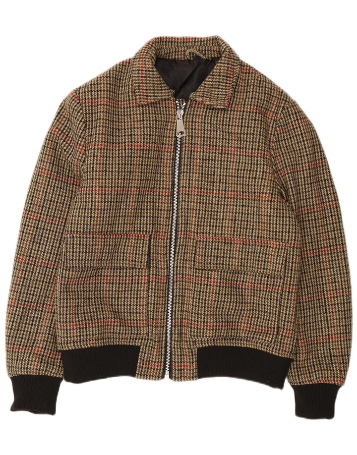 X-FEEL Chaqueta bomber para hombre UK 40 Large Marrón Pata de gallo Poliéster