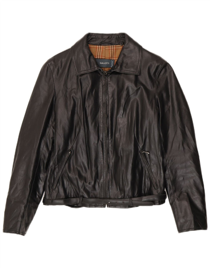 Gallotti Chaqueta de cuero para hombre IT 46 Small Cuero negro