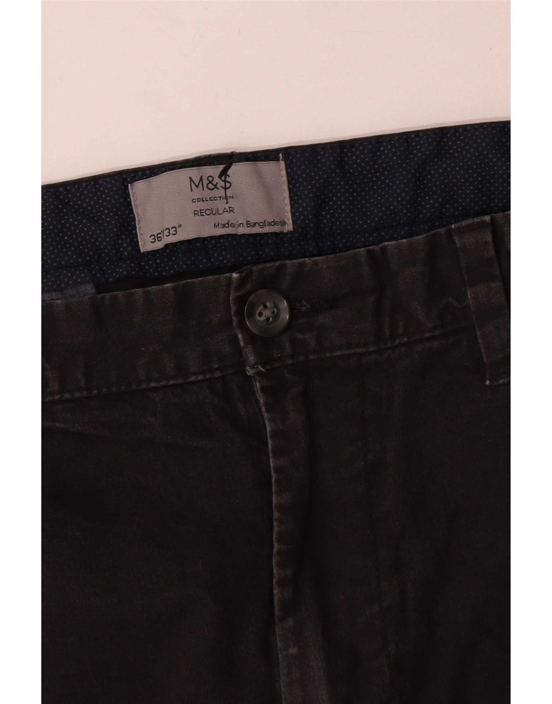 Marks & Spencer Pantalón chino de corte regular para hombre W36 L30 Algodón negro