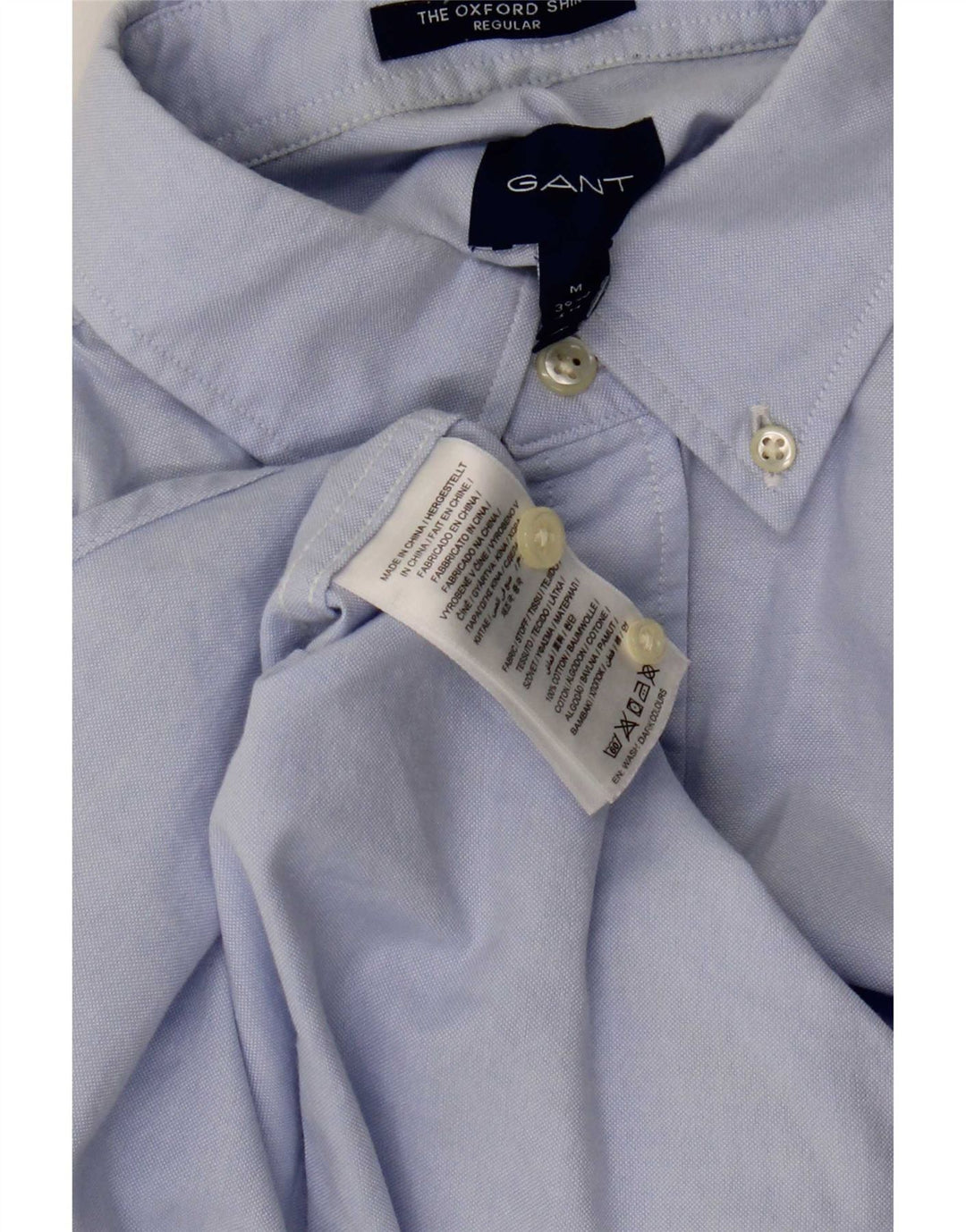 Camisa Gant Hombre Manga Corta Regular Fit Talla 39 Algodón Azul Medio