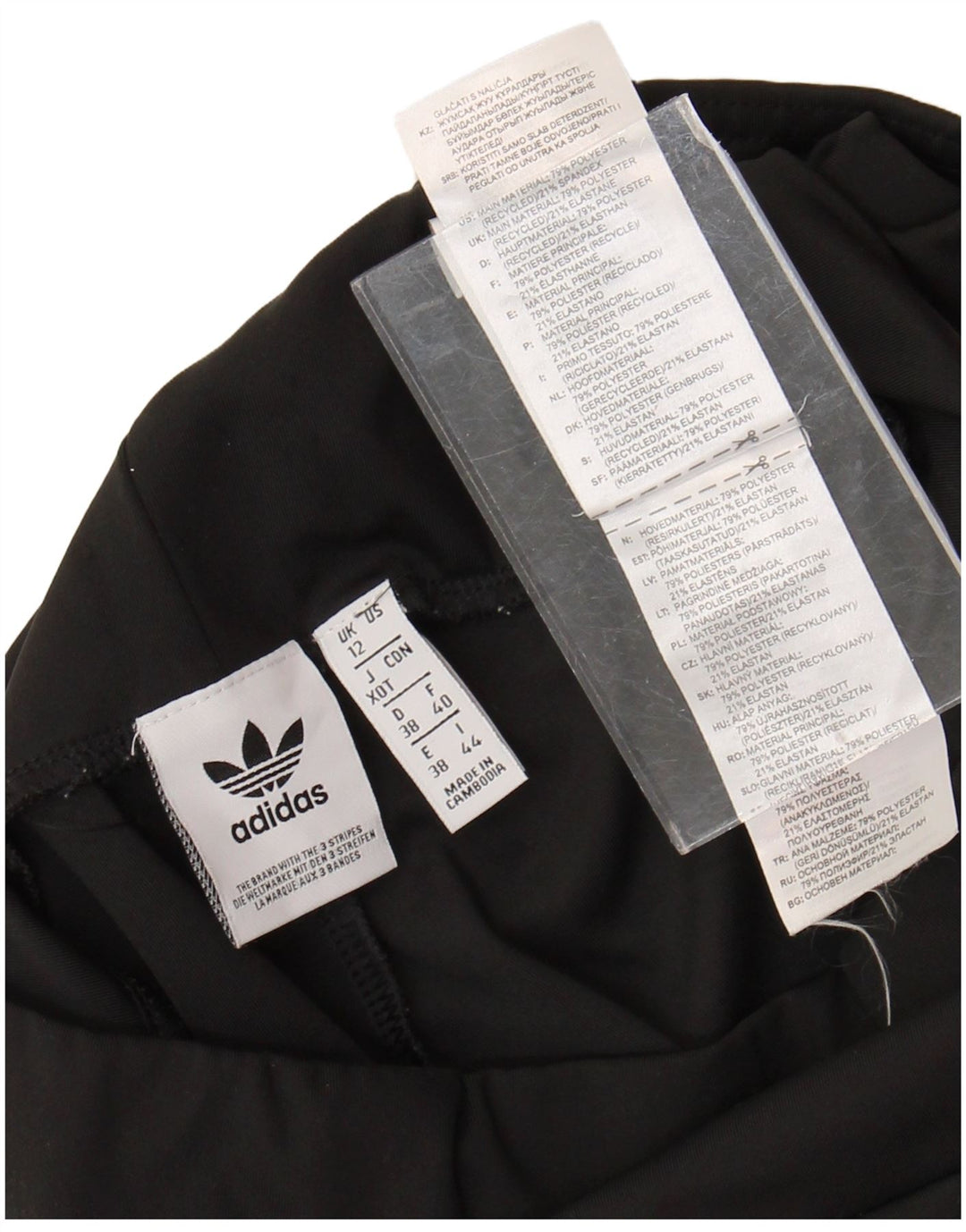 ADIDAS Pantalones cortos deportivos para mujer UK 12 Mediano Negro Poliéster