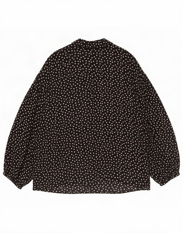 Marks & Spencer Blusa de Manga Larga para Mujer Top UK 46 Grande Lunares Negros