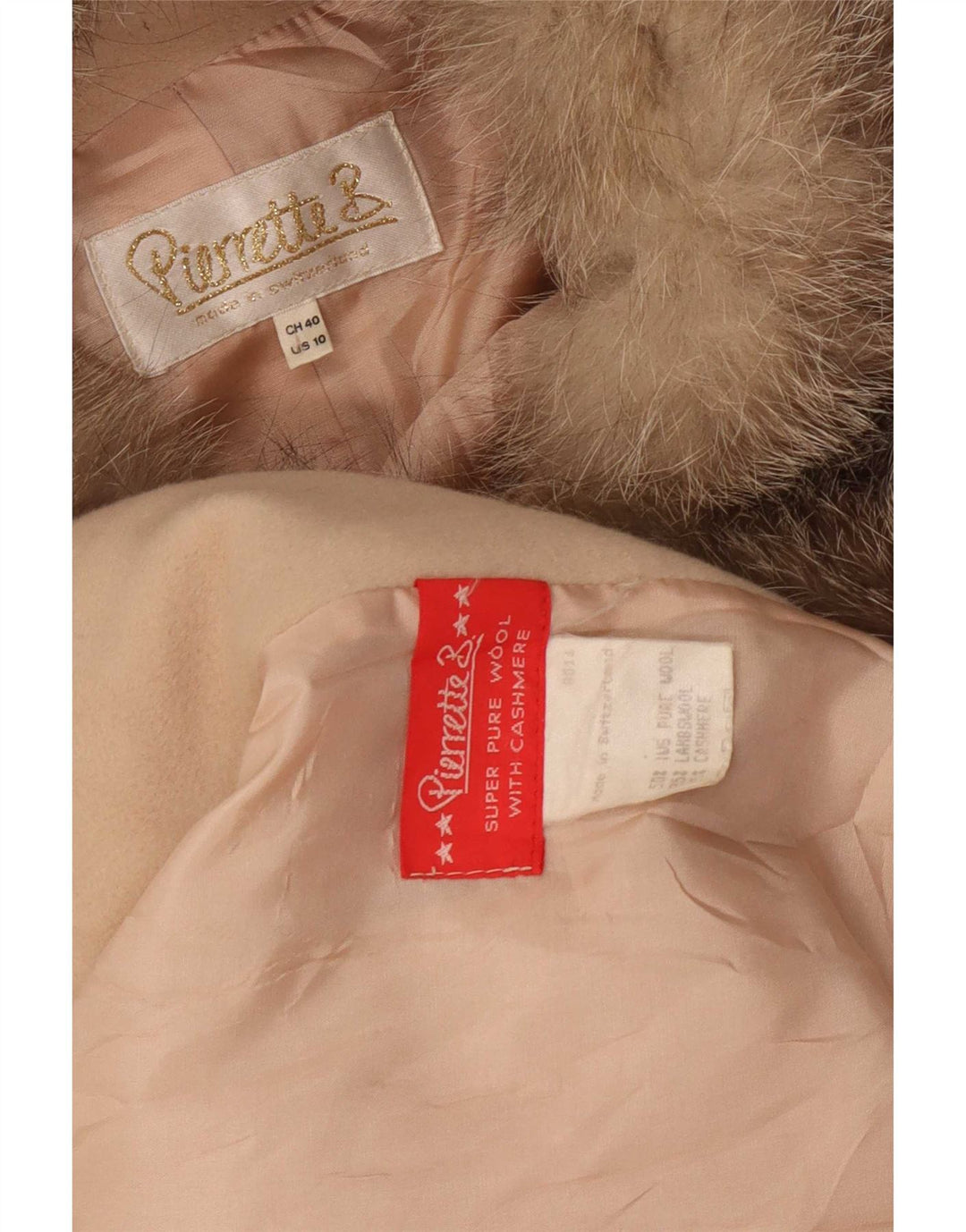 Pierrette B Abrigo de doble botonadura para mujer US 10 grande lana beige