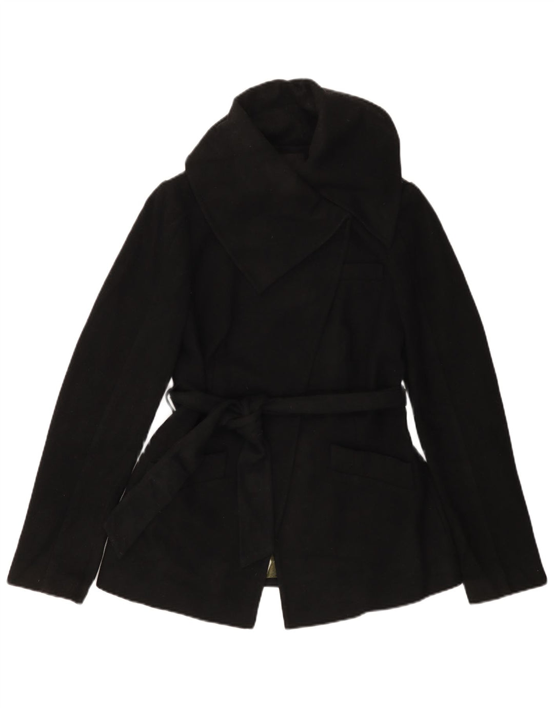 TED BAKER Gabardina para mujer talla 2 pequeña lana negra