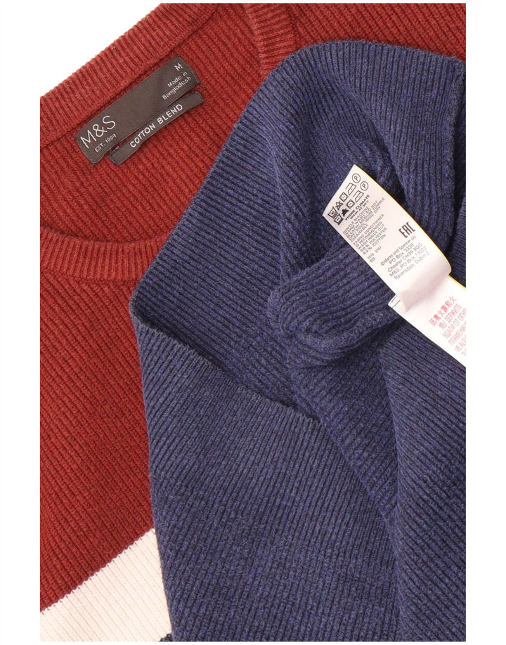 Marks & Spencer Jersey De Cuello Redondo Para Hombre Color Block Azul Marino Mediano