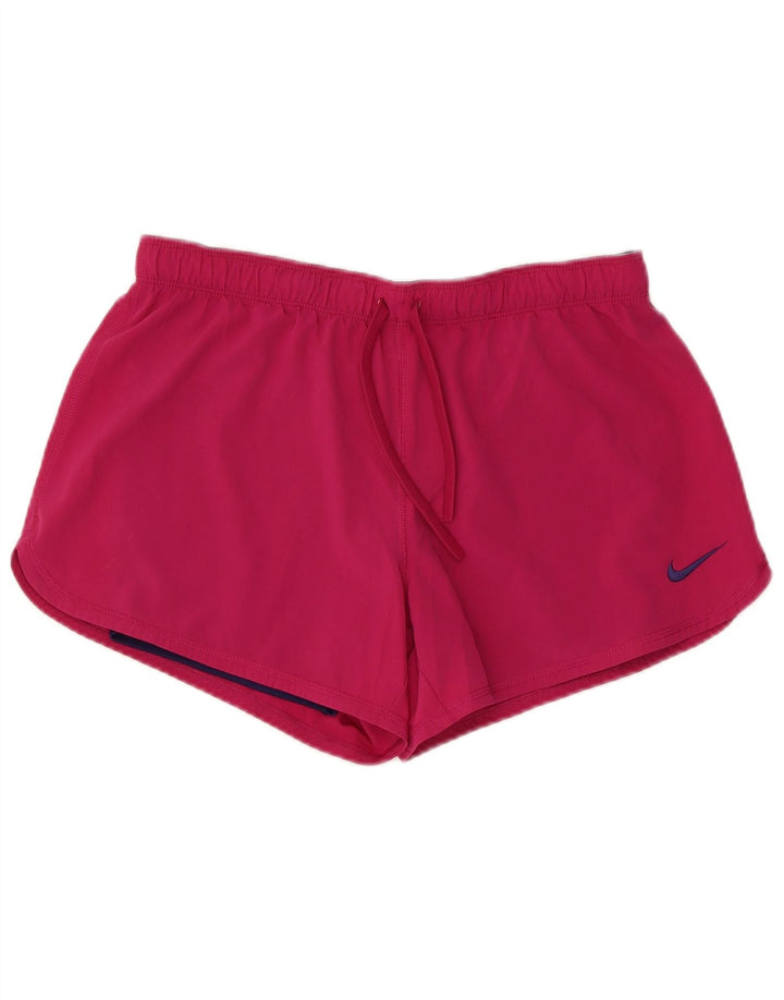 NIKE Pantalones cortos deportivos Dri Fit para mujer UK 14 Poliéster rosa medio
